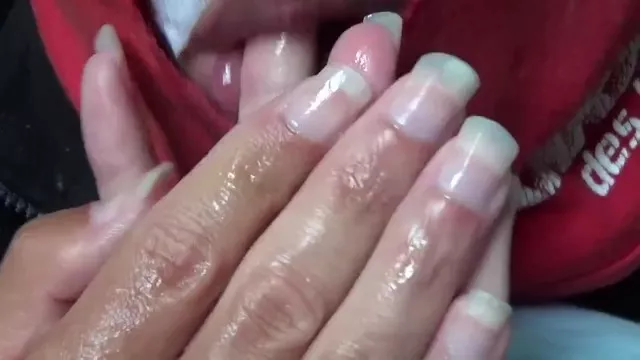 Finger sucking saliva make custom