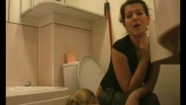 Toilet farting woman
