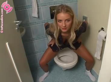 Cute girl pissing toilet teaser