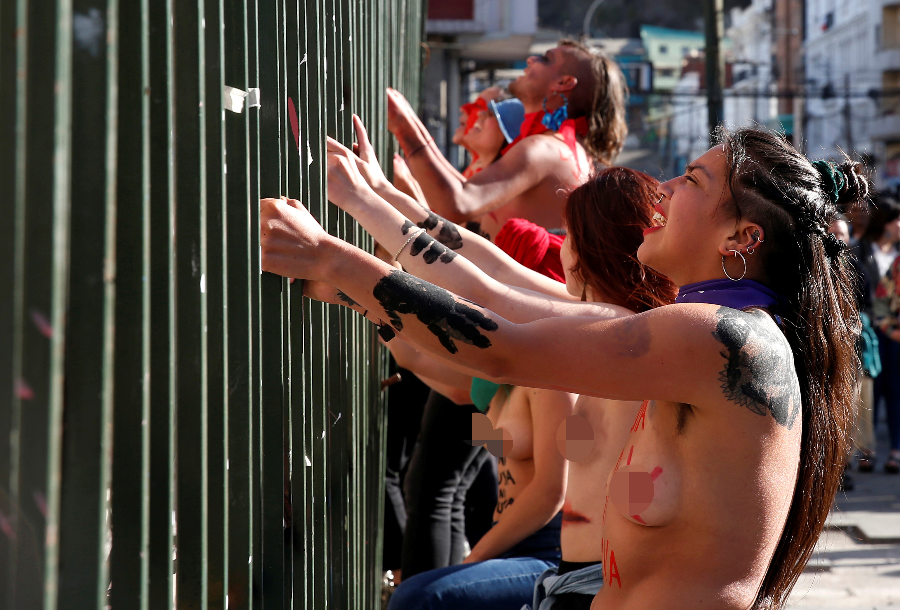 Bare naked women protest